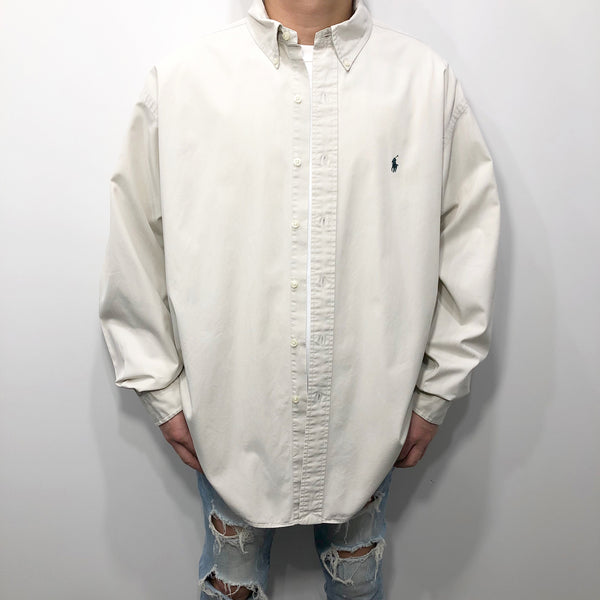 90s Ralph Lauren Shirt CALDWELL XL！ ホワイト XLサイズ 90s Polo by Ralph Lauren CALDWELL 半袖シャツ 完全
