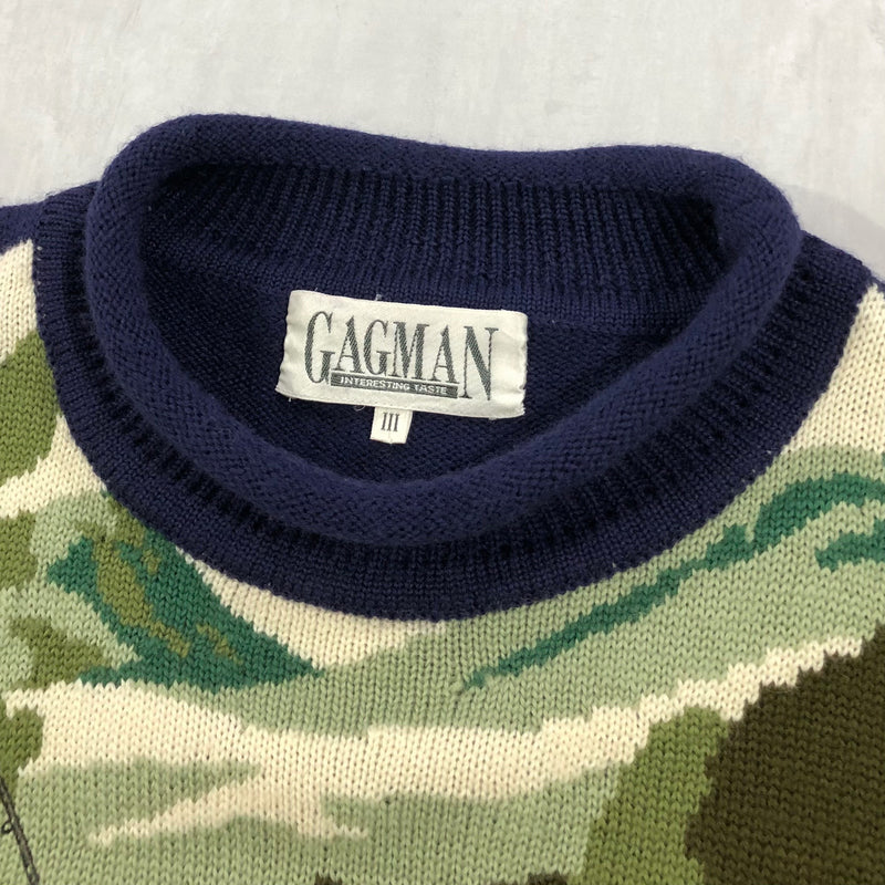 Vintage Wool Knit Sweater Fishing (L)