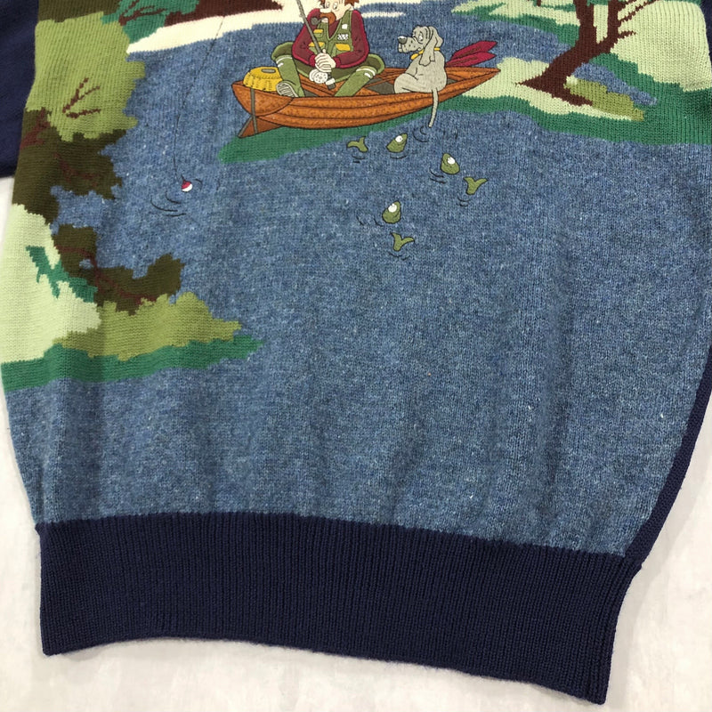 Vintage Wool Knit Sweater Fishing (L)