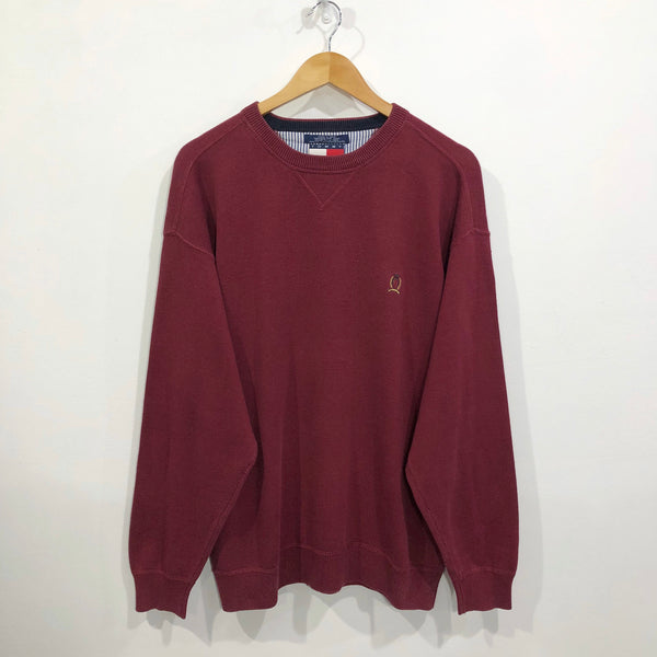 Vintage Tommy Hilfiger Knit Sweater Lion Crest Logo (L)