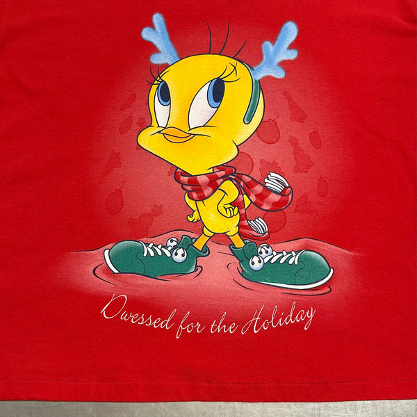 [REWORKED] Vintage 2000 Looney Tunes Cropped T-Shirt Tweety (XL)