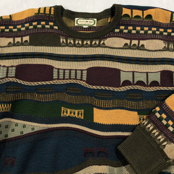 Vintage Country Theme New Zealand Wool Cable Knit Sweater (L/SHORT)