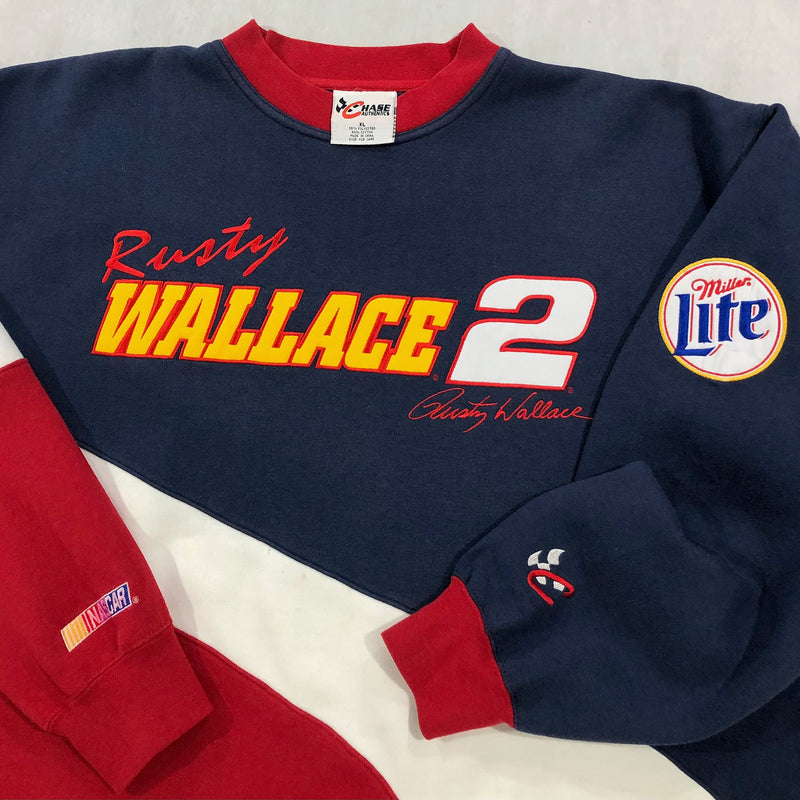 Vintage Chase Nascar Sweatshirt Miller Lite #2 Rusty Wallace (2XL)