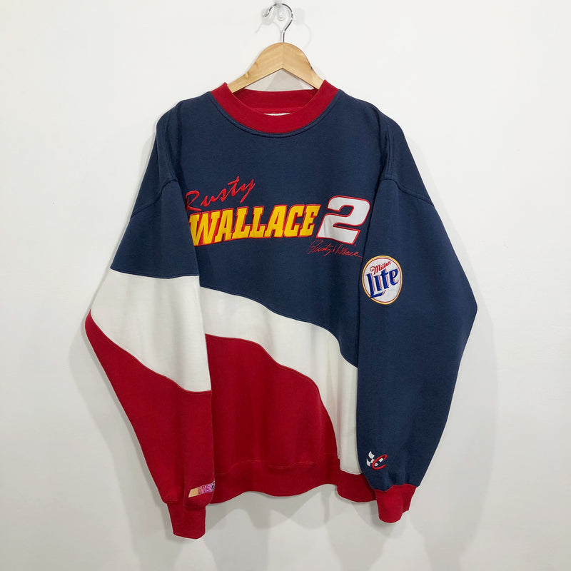 Vintage Chase Nascar Sweatshirt Miller Lite #2 Rusty Wallace (2XL)