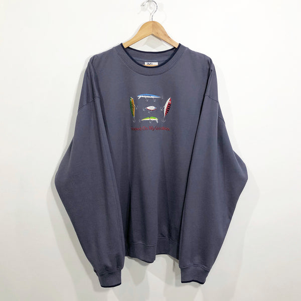 Vintage Sweatshirt Hooked on My Grandkids (2XL)