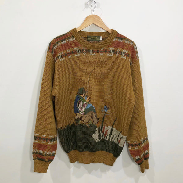 Vintage Wool Heavy Knit Sweater Fisherman (M-L)