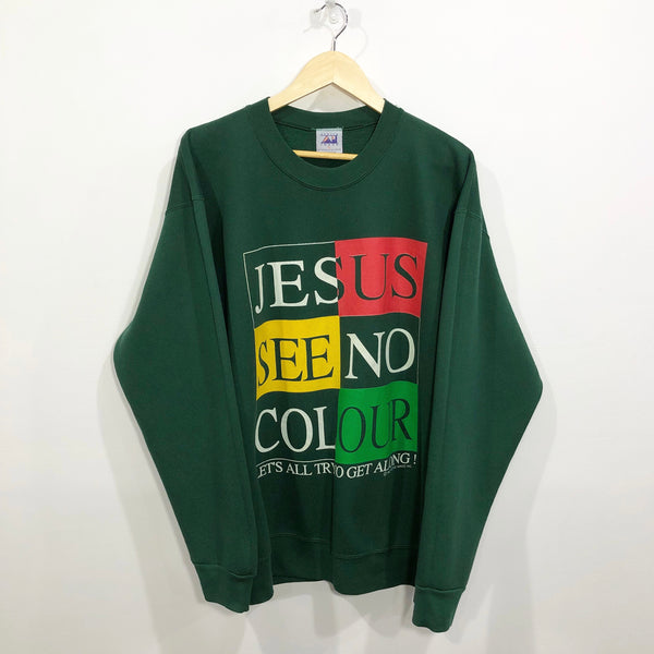Vintage Sweatshirt Jesus See No Colour USA (L)