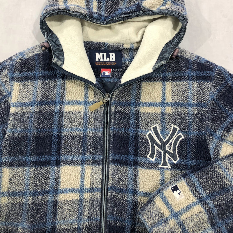 Vintage MLB Sherpa Hoodie Zip Jacket New York Yankees (M)