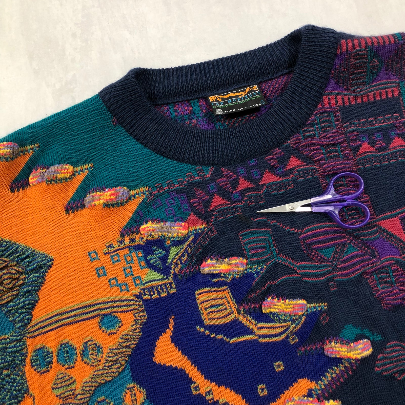 トップス VINTAGE WOOL KNIT FAR HORIZONS Vintage Far Horizons Australia Wool Knit Sweater (M