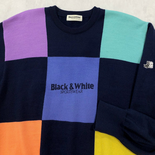 Vintage Black & White Sportswear Wool Knit Sweater (M-L)