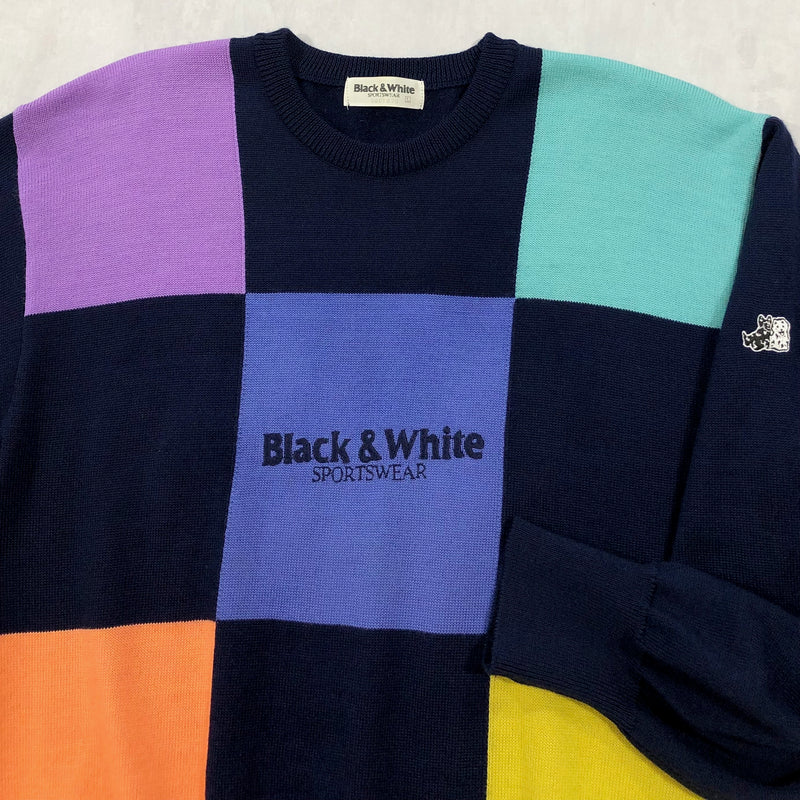 Vintage Black & White Sportswear Wool Knit Sweater (M-L)