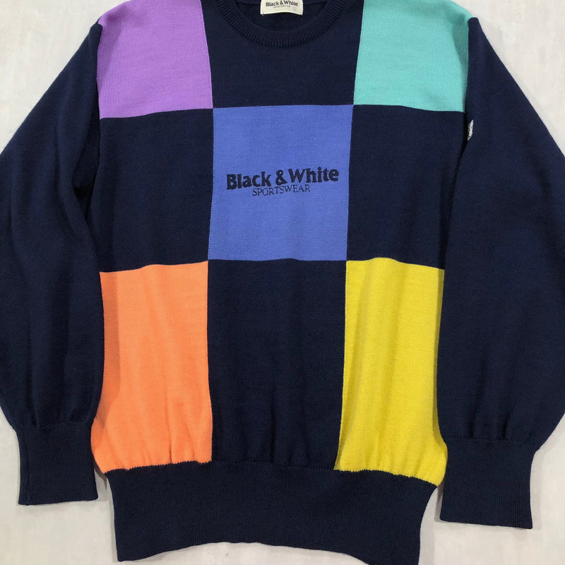 Vintage Black & White Sportswear Wool Knit Sweater (M-L)