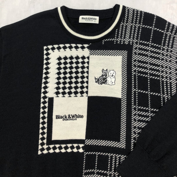 Vintage Black & White Sportswear Wool Knit Sweater (L/BIG)