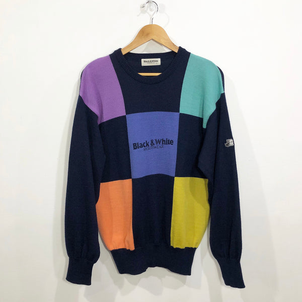 Vintage Black & White Sportswear Wool Knit Sweater (M-L)