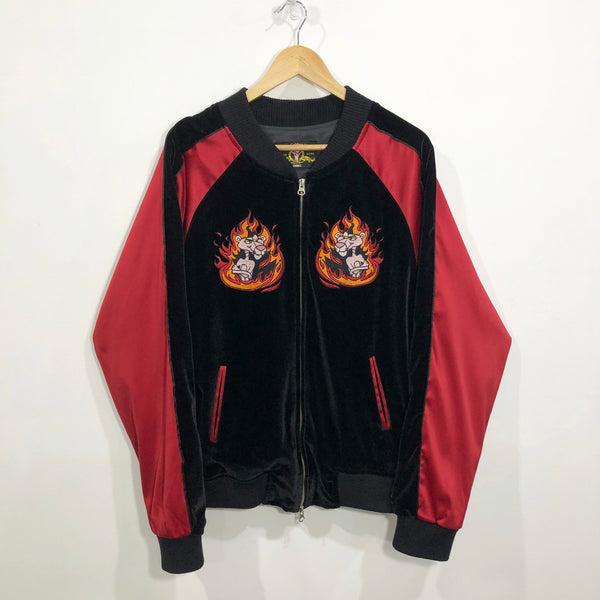 Vintage Charm's Velvet Satin Jacket The Pink Panthers (M)