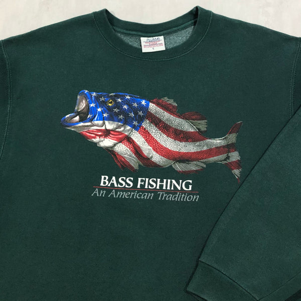 Vintage Heavy Sweatshirt Bass Fishing (L)