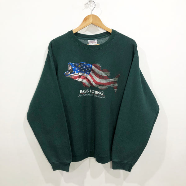 Vintage Heavy Sweatshirt Bass Fishing (L)