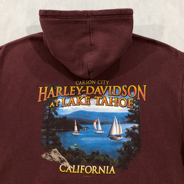Vintage Harley Davidson Hoodie Lake Tahoe California (2XL)