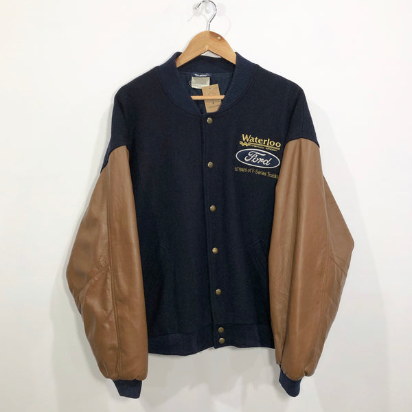 Vintage Wool Leather Varsity Jacket (XL)