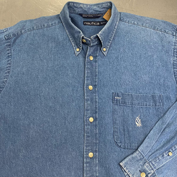 [REWORKED] Vintage Nautica Cropped Denim Shirt (XL)
