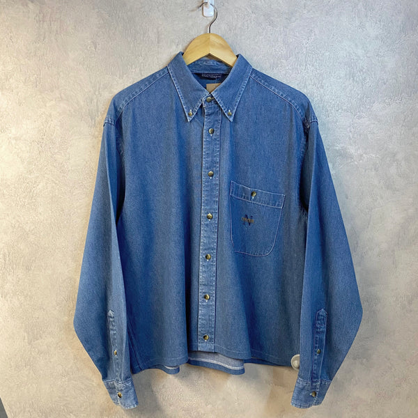 [REWORKED] Vintage Nautica Cropped Denim Shirt (L/BIG)