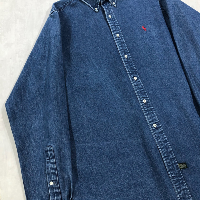 Vintage 90s Polo Country Ralph Lauren Heavy Denim Shirt (XL/TALL)