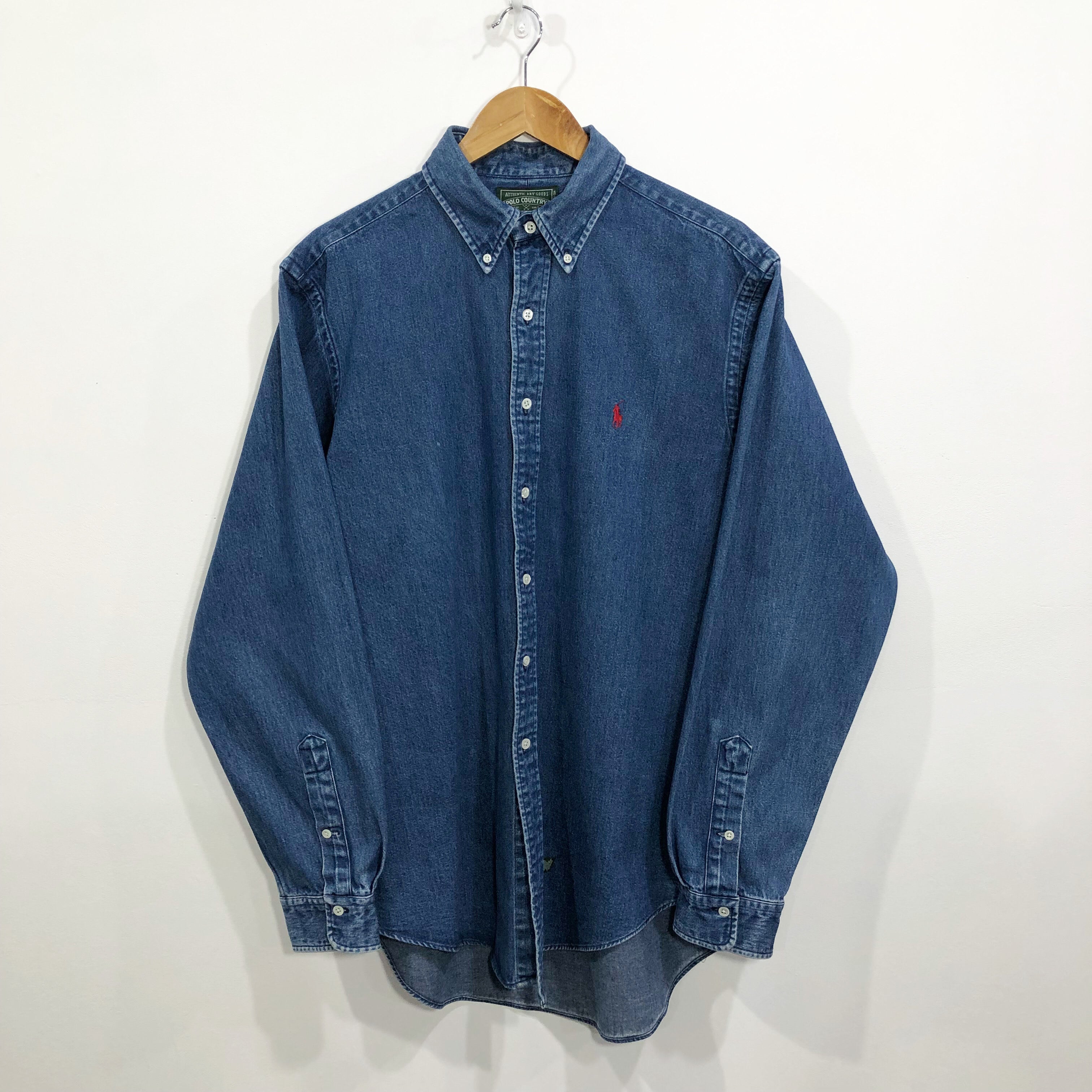 トップス 90s POLO COUNTRY denim shirt S Vintage 90s Polo Country Ralph Lauren Heavy Denim Shirt (XL