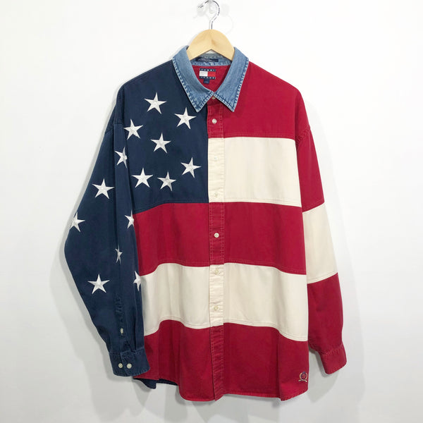 Vintage Tommy Hilfiger Shirt Lion Crest Logo (XL/TALL)