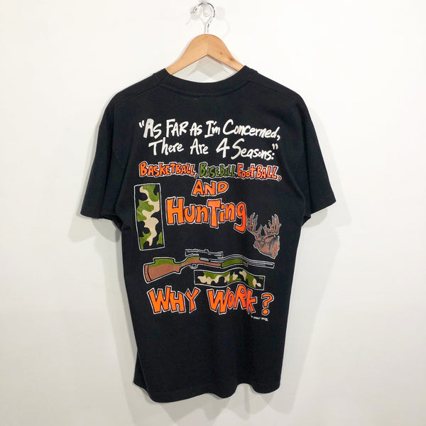 Vintage Why Work Street Buzz T-Shirt 1994 Hunting USA (M)