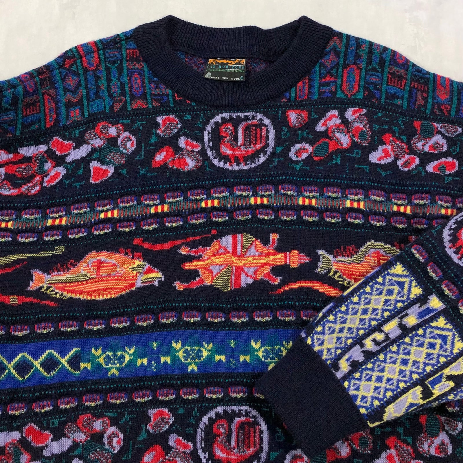 トップス VINTAGE WOOL KNIT FAR HORIZONS Vintage Far Horizons Australia Wool Knit Sweater (M