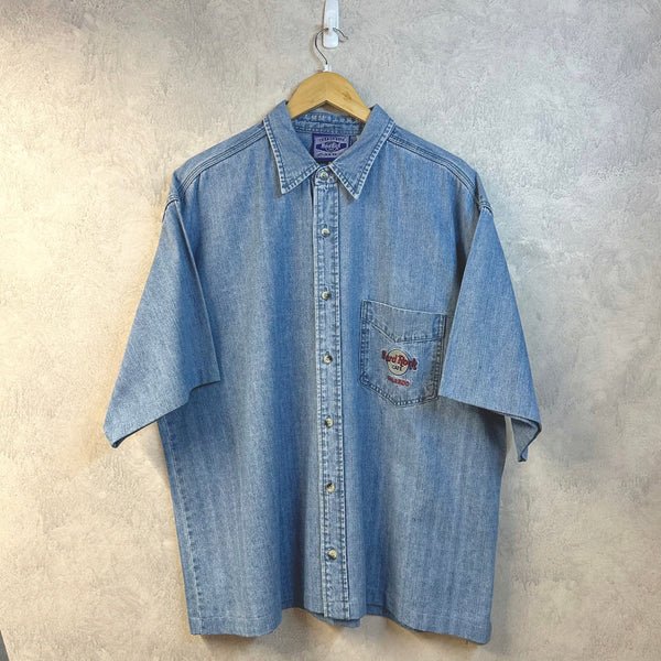 [REWORKED] Vintage Hard Rock Cafe Cropped Shirt (XL)