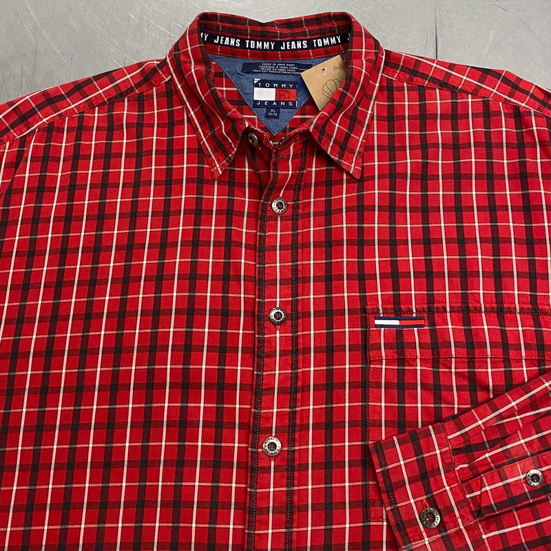 [REWORKED] Vintage Tommy Jeans Cropped Shirt (XL)