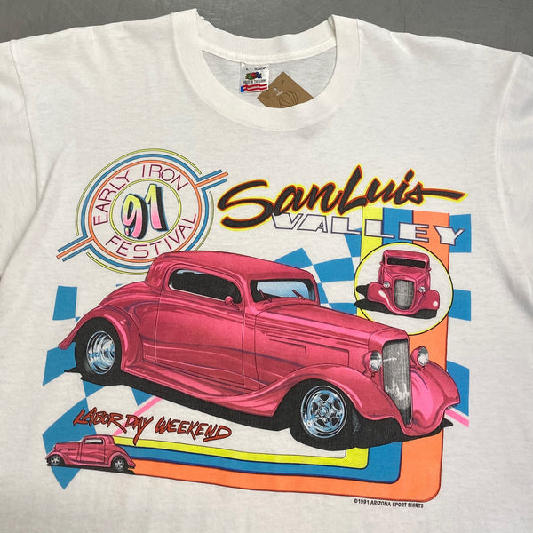 Vintage Fruit of the Loom T-Shirt 1991 Early Iron Festival USA (M)