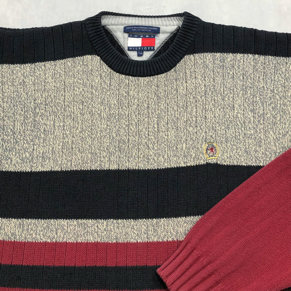 Vintage Tommy Hilfiger Knit Sweater Lion Crest Logo (XL)