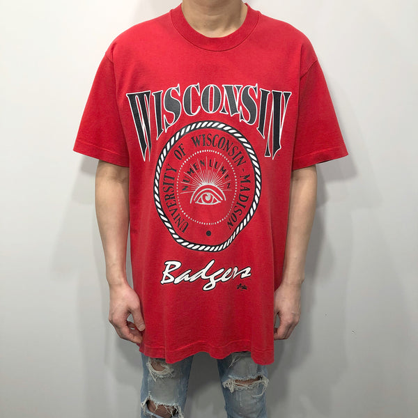Vintage Majestic T-Shirt Wisconsin-Madison Uni Badgers USA (L/TALL)