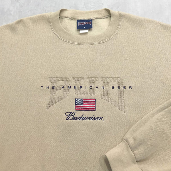Vintage Jansport Fleeced Sweatshirt The American Beer Budweiser (L/BIG-XL)