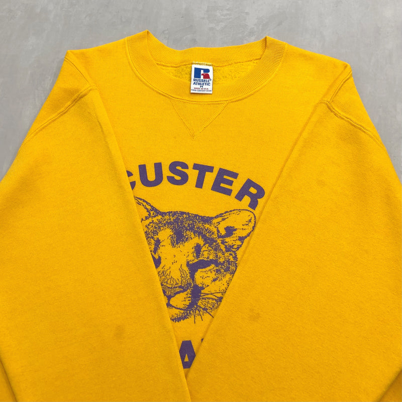 Vintage Russell Fleeced Sweatshirt Custer School Cougars Washington USA (S/SHORT)