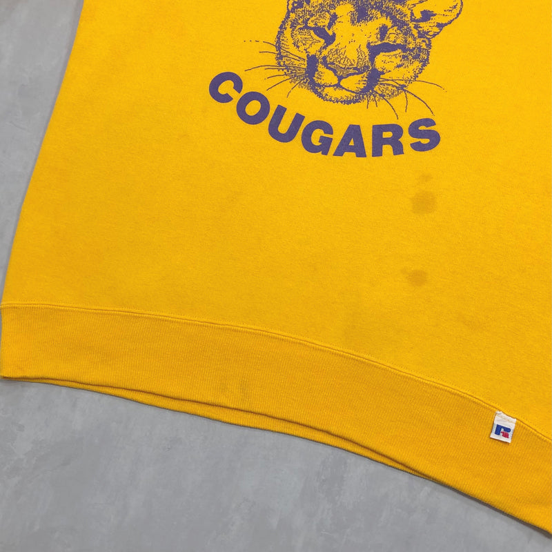 Vintage Russell Fleeced Sweatshirt Custer School Cougars Washington USA (S/SHORT)