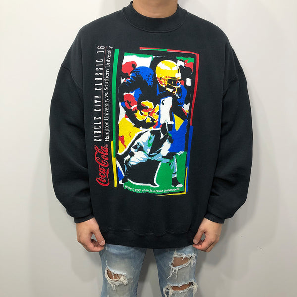 Vintage Fruit of the Loom Fleeced Sweatshirt Hampton Uni vs Southern Uni (XL/SHORT)