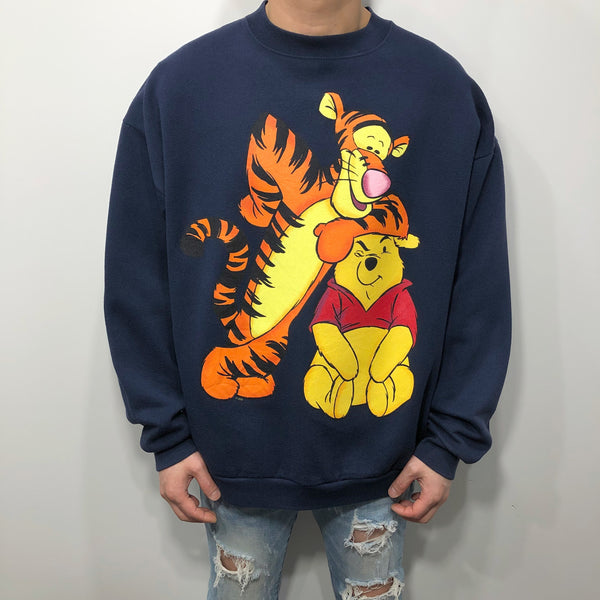 Vintage Pooh Fleeced Sweatshirt Tigger & Pooh (L/BIG)
