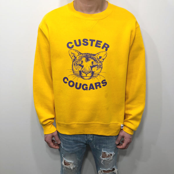 Vintage Russell Fleeced Sweatshirt Custer School Cougars Washington USA (S/SHORT)