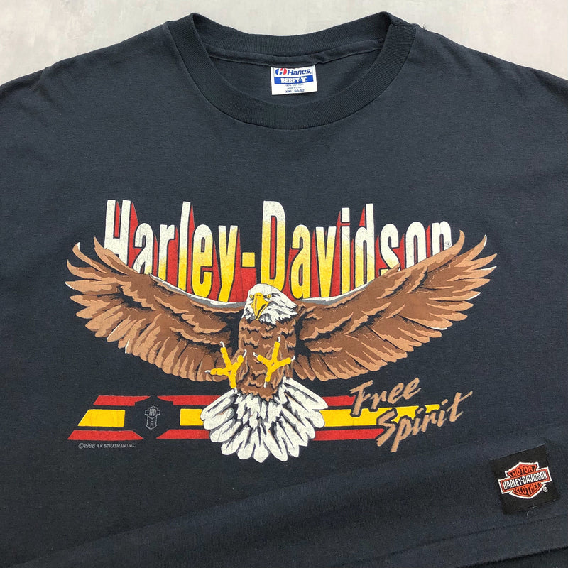 Vintage Hanes T-Shirt 1988 Harley Davidson Free Spirit USA (XL)