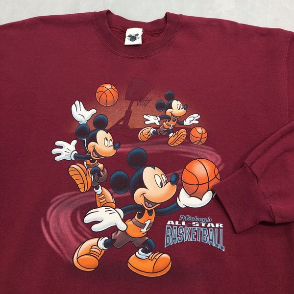 Vintage Disney Sweatshirt Mickey All Star Basketball USA (L)