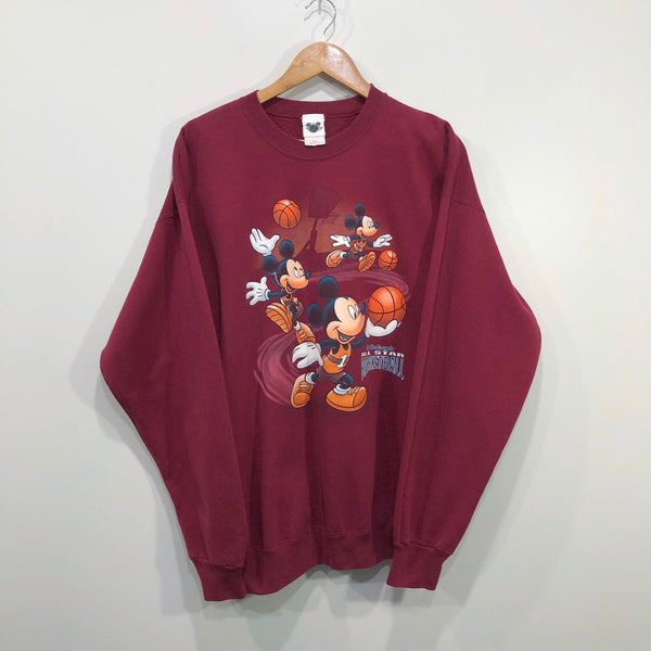 Vintage Disney Sweatshirt Mickey All Star Basketball USA (L)