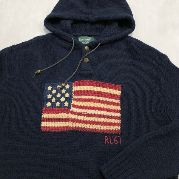 Vintage Polo Country Ralph Lauren Knit Hoodie (2XL/BIG)