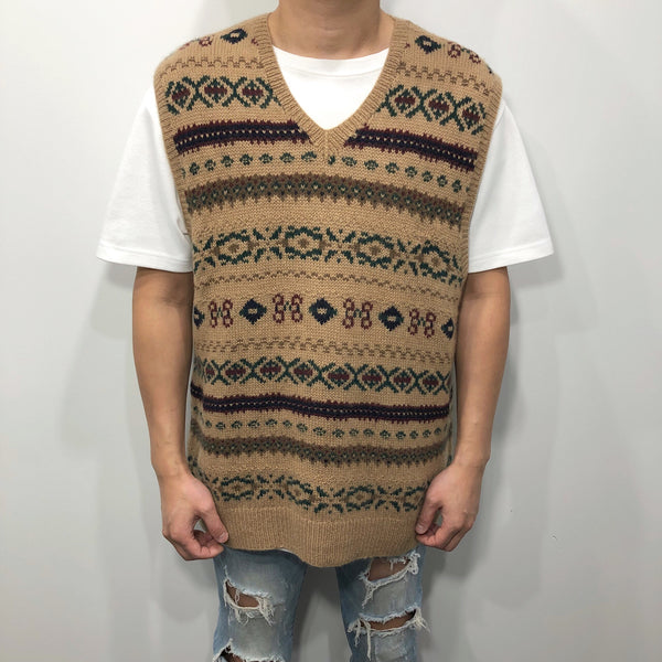 Vintage Polo Ralph Lauren Camel Hair Wool Knit Vest (L/SHORT)