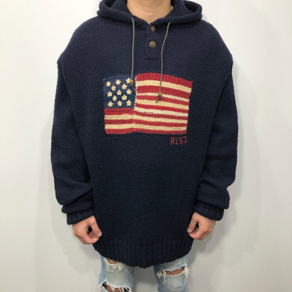 Vintage Polo Country Ralph Lauren Knit Hoodie (2XL/BIG)