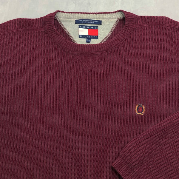 Vintage Tommy Hilfiger Knit Sweater Lion Crest Logo (L/BIG/SHORT)