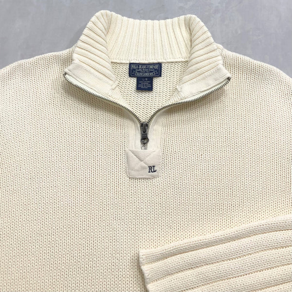 Vintage Polo Jeans Co Ralph Lauren Heavy Knit Quarter Zip (L)