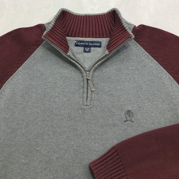 Tommy Hilfiger Heavy Knit Quarter Zip Lion Crest Logo (XL/SHORT)